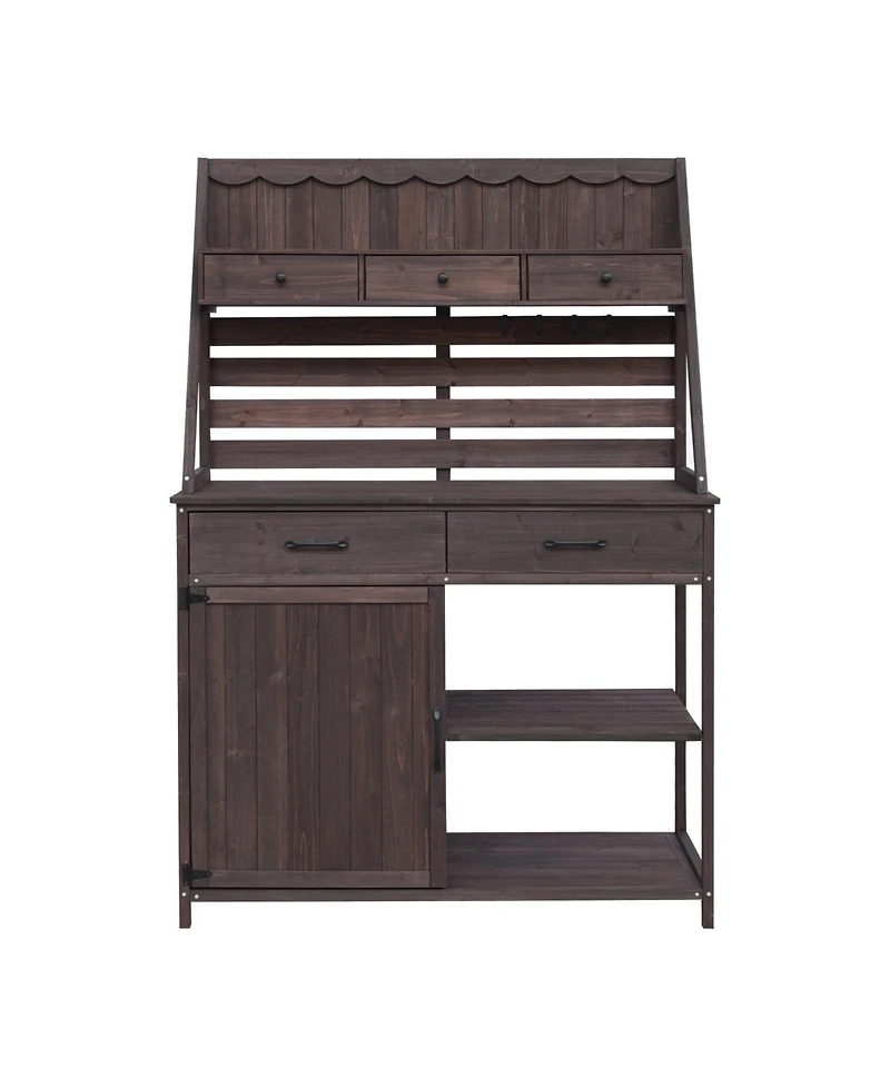 Streamdale Furniture Fir Wood Potting Bench with Storage
