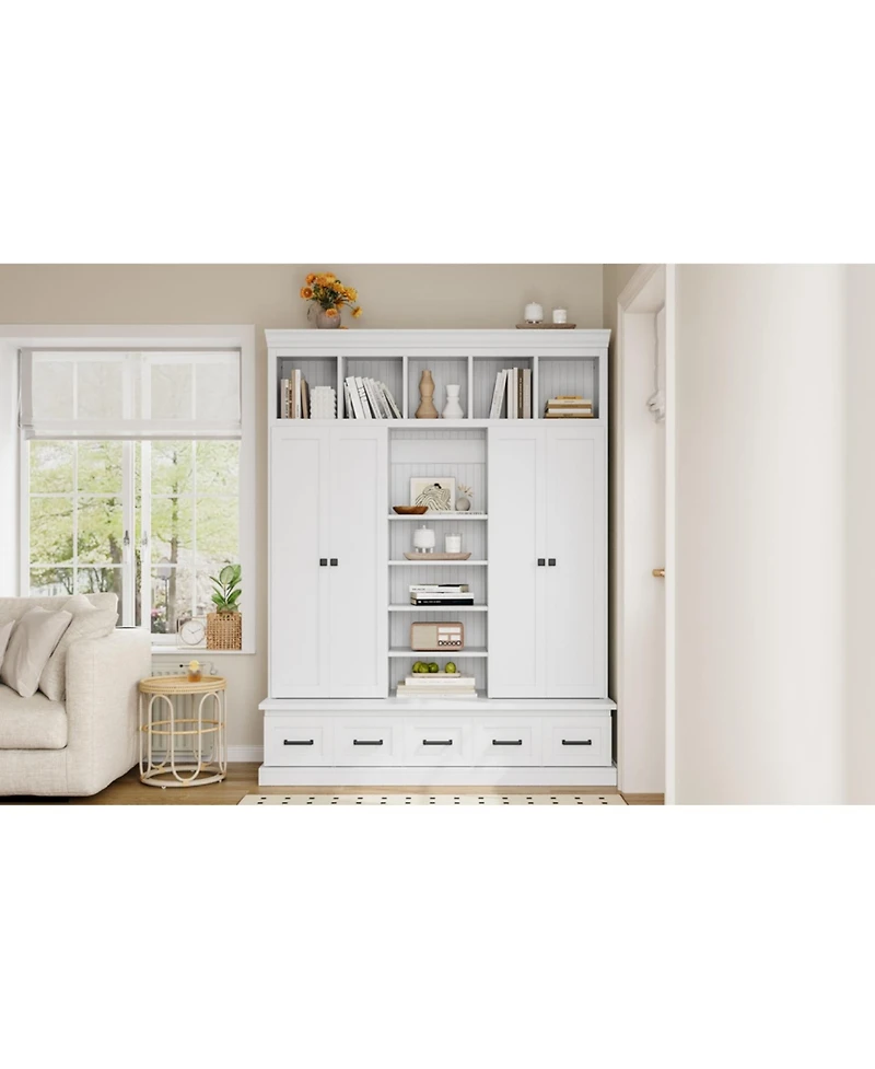 Streamdale Furniture Hall Tree Bench with Cubbies Doors Drawers & Shelves