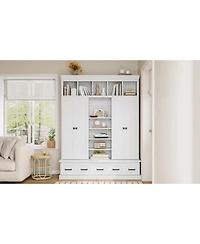 Streamdale Furniture Hall Tree Bench with Cubbies Doors Drawers & Shelves