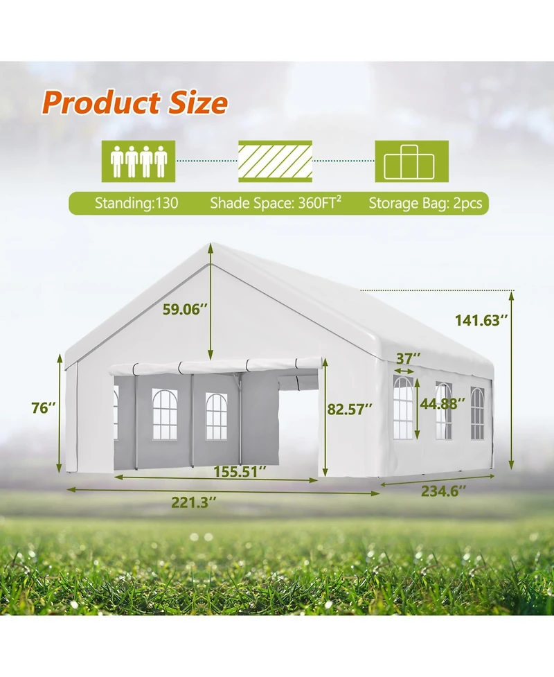 Streamdale Furniture 20x20 Party Tent with Sidewalls & Storage Bags