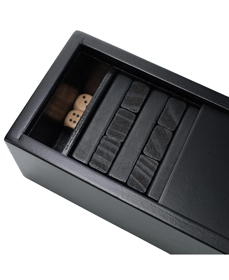 We Games Black Wooden Blocks Stacking Tower Game with Black Wooden Box, 12 in.