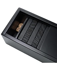 We Games Black Wooden Blocks Stacking Tower Game with Black Wooden Box, 12 in.