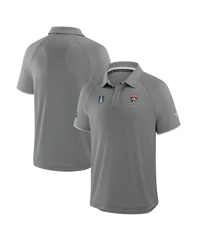 Fanatics Men's Gray Florida Panthers 2025 Stanley Cup Champions Authentic Pro Polo Shirt