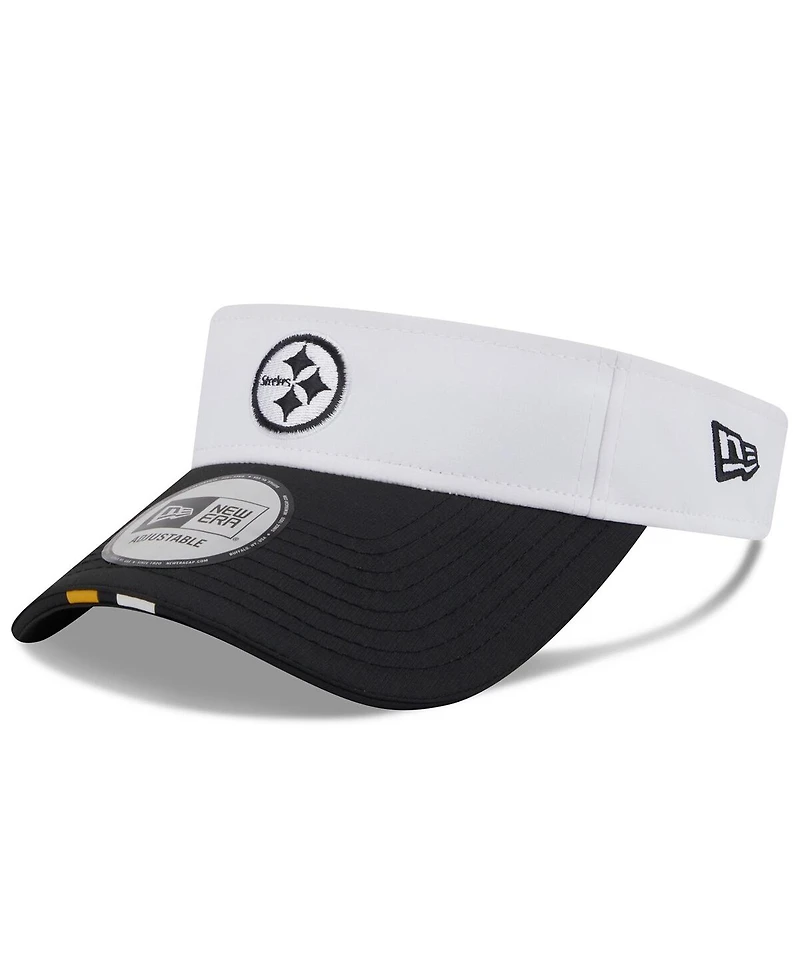 New Era Men's White/Black Pittsburgh Steelers 2025 Nfl Training Camp Adjustable Visor Hat