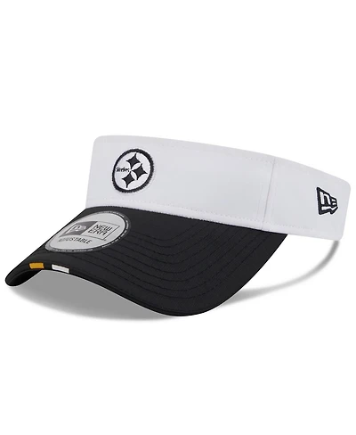 New Era Men's White/Black Pittsburgh Steelers 2025 Nfl Training Camp Adjustable Visor Hat