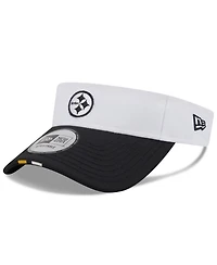 New Era Men's White/Black Pittsburgh Steelers 2025 Nfl Training Camp Adjustable Visor Hat