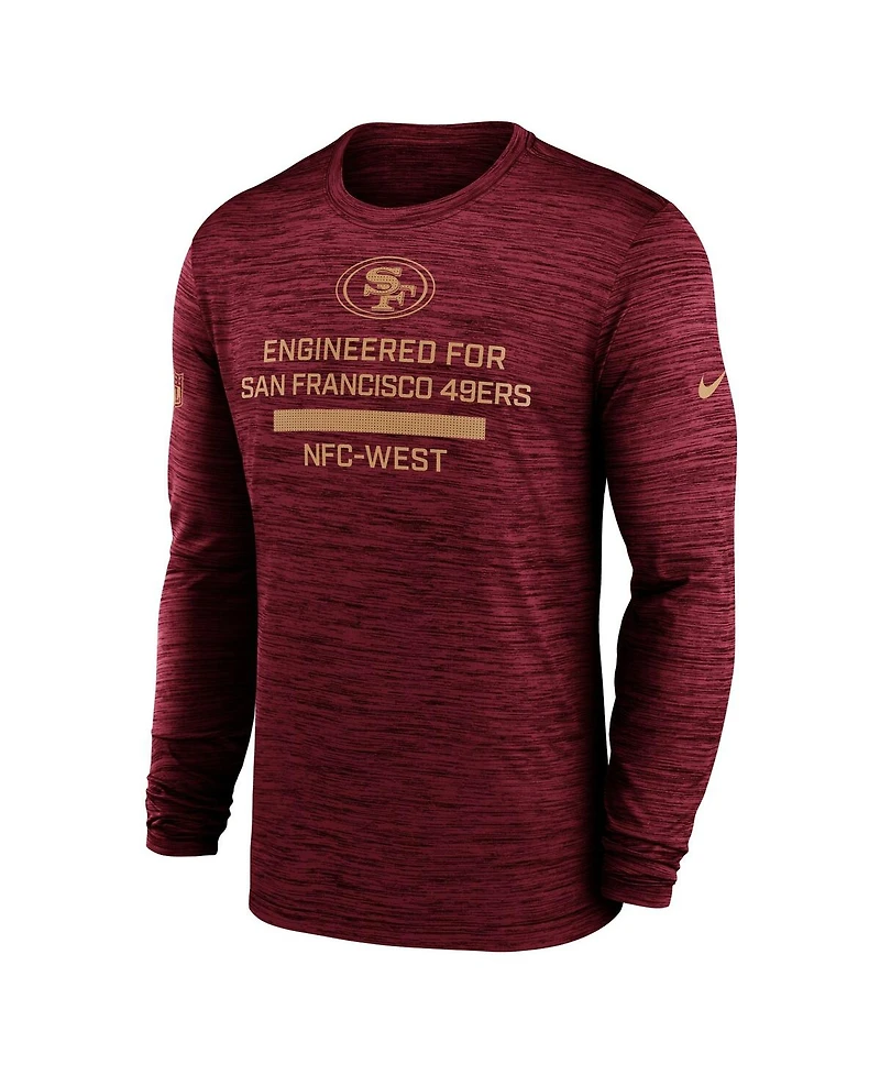 Nike Men's Scarlet San Francisco 49ers Sideline Velocity Performance Long Sleeve T-Shirt