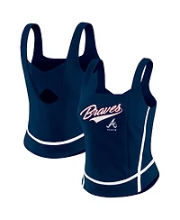 Wear by Erin Andrews Women's Navy Atlanta Braves Square Neck Tank Top
