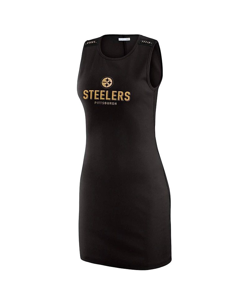 Wear by Erin Andrews Women's x Gracie Hunt Black Pittsburgh Steelers Ribbed Tank Dress