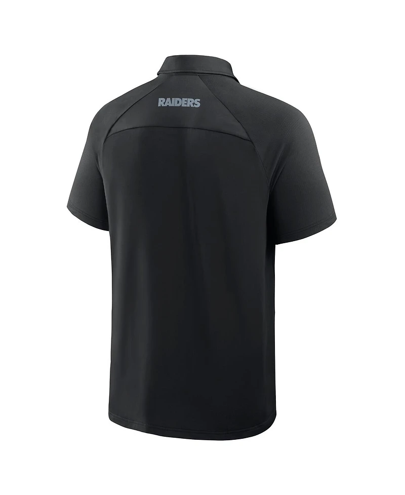 Fanatics Men's Black Las Vegas Raiders Back Around Raglan Polo Shirt