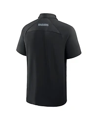 Fanatics Men's Black Las Vegas Raiders Back Around Raglan Polo Shirt