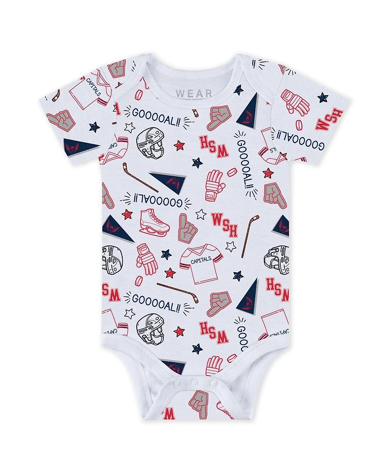 Wear by Erin Andrews Baby Boys and Girls 3-Piece Washington Capitals Turn Me Around Bodysuits Pants Set
