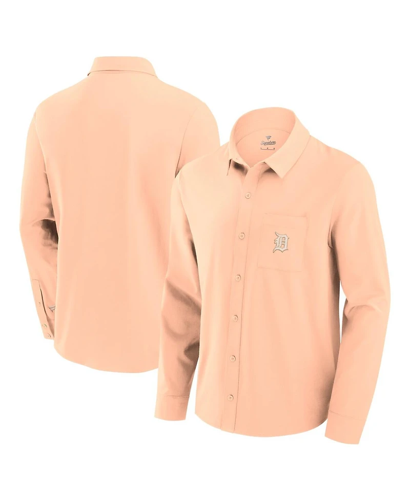 Fanatics Men's Light Pink Detroit Tigers Front Office Long Sleeve Button-Up Shirt