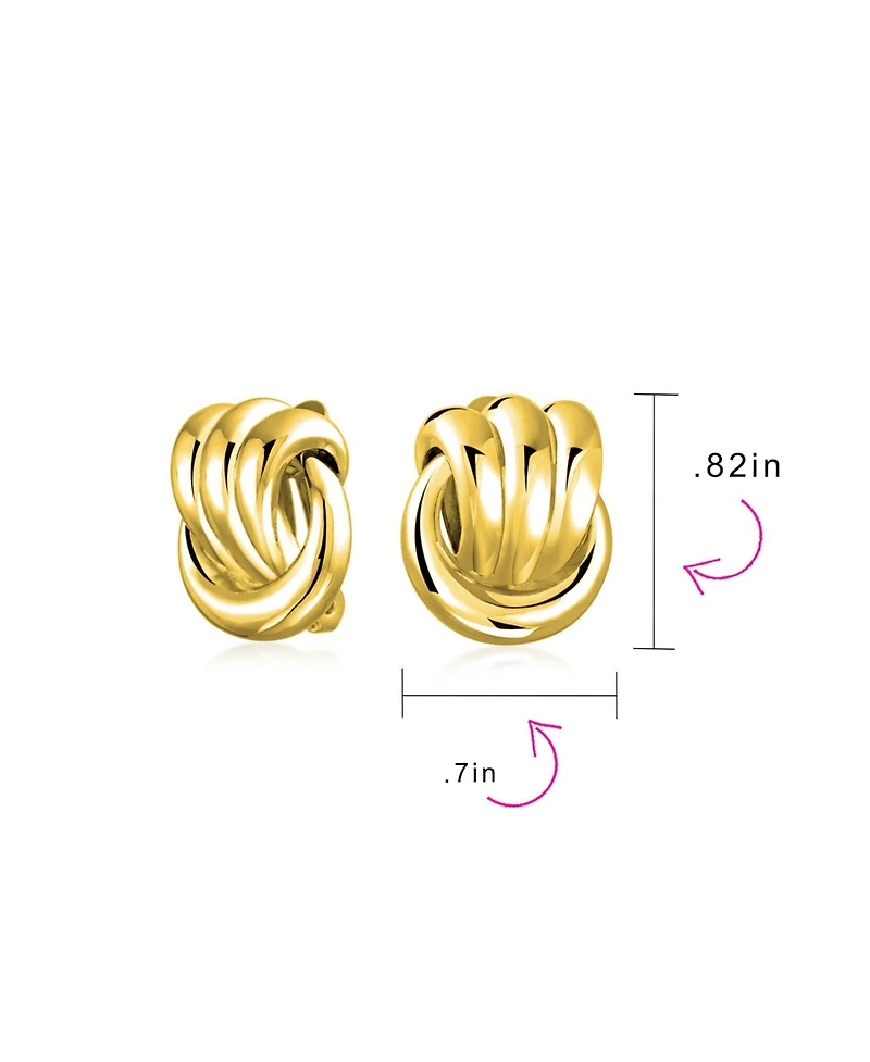 Bling Jewelry Set of 2 Rope Cable Love Knot Clip-On Earrings for Non-Pierced Ears Gold Plated