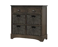 Casainc Rustic Storage Cabinet with Two Drawers and Four Classic Rattan Basket