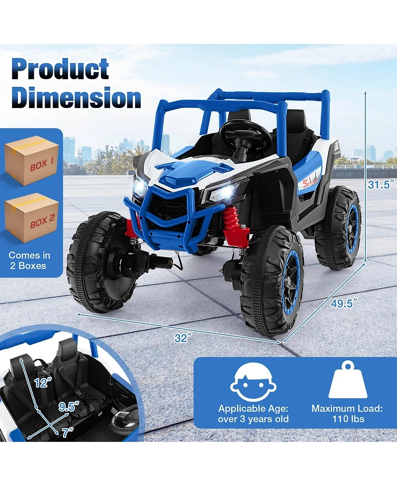 Gymax 24V Kids Ride on Utv w/ 4 x 100W Powerful Engine Remote Control High/Low Speed