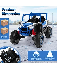Gymax 24V Kids Ride on Utv w/ 4 x 100W Powerful Engine Remote Control High/Low Speed