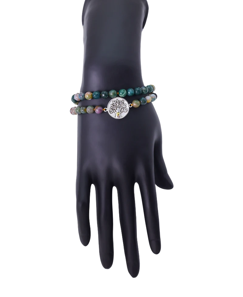 Unwritten Fine Silver Plated Jasper Family Tree Beaded Bracelet