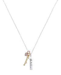 Unwritten Cubic Zirconia Fearless Charm Short Pendant Necklace