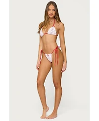 Edikted Women's Leigh Polka Dot String Bikini Bottom