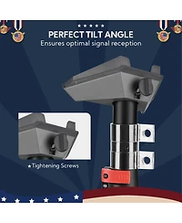 Yescom Ez Go 14ft Telescopic Flag Pole Kit with Starlink Mini Pipe Adapter & Tire Mount Base for Outdoor Tailgate Party, Sliver
