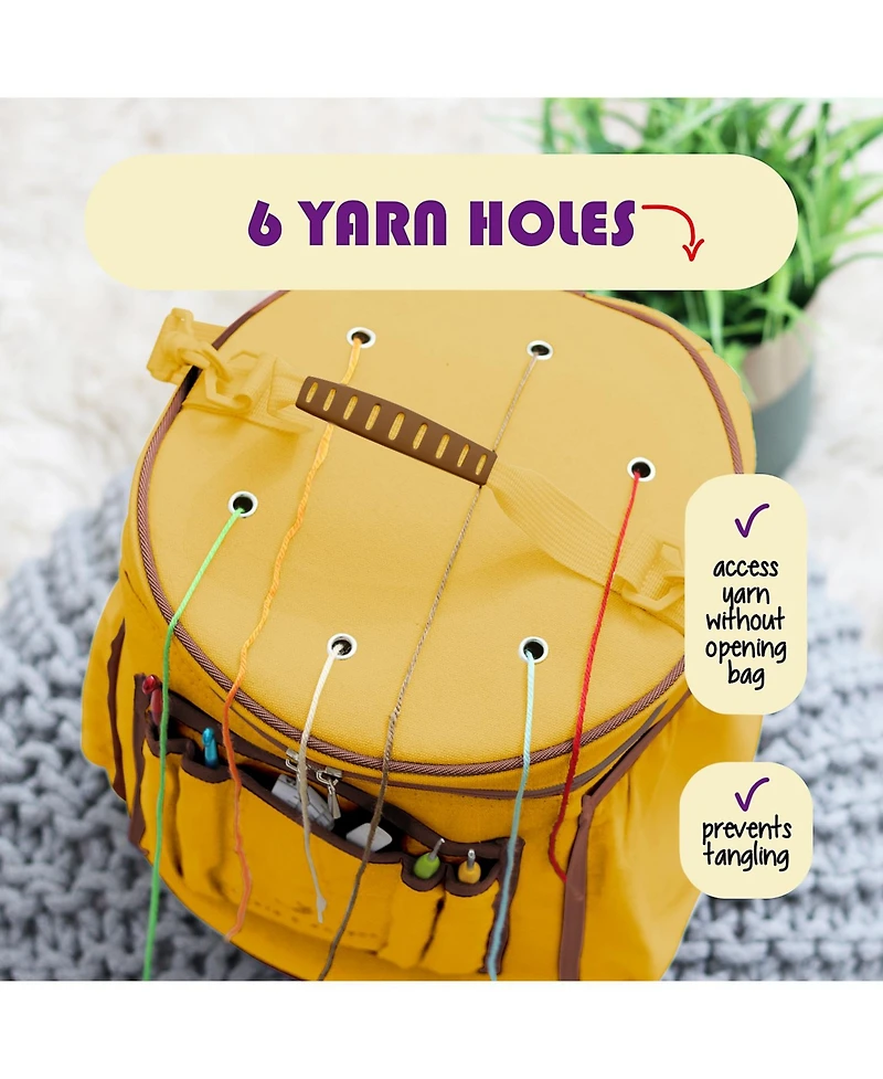 Hearth & Harbor Durable Canvas Crochet Knitting Bag Organizer with Accessories Case - Yarn for and Supplies