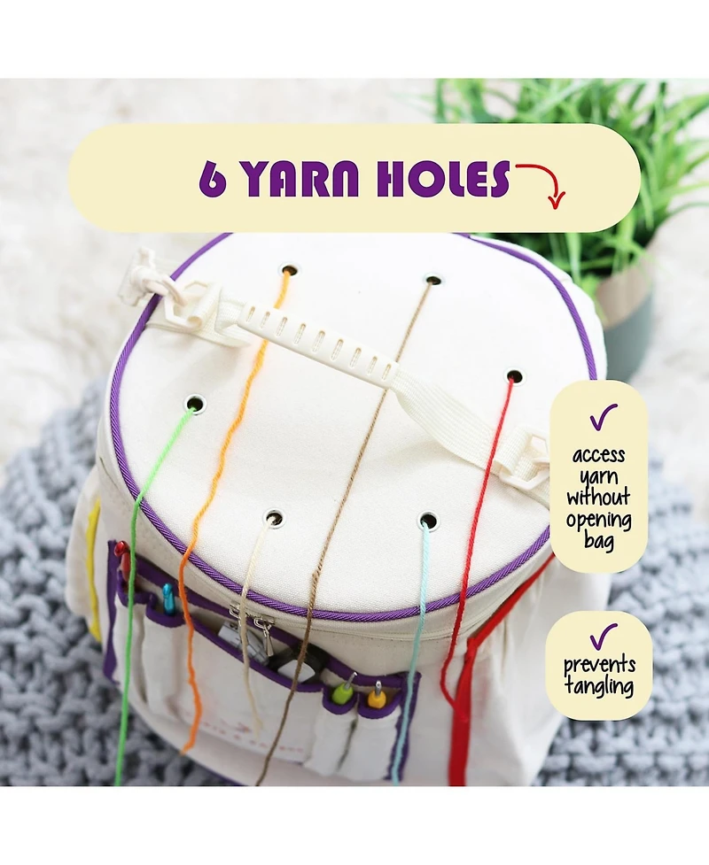 Hearth & Harbor Durable Canvas Crochet & Knitting Bag Organizer with Accessories Case - Yarn Organizer for Crochet Accessories and Supplies