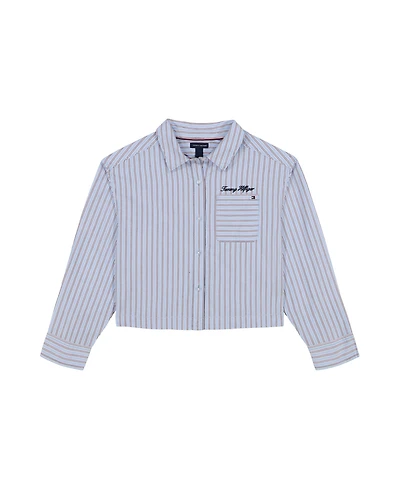 Tommy Hilfiger Big Girls Yarn Dye Stripe Boxy Long Sleeve Shirt