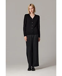 Jennie Liu Women's 100% Merino Wool Light Weight Cardigan | Ultra Soft Fine-gauge Sweaters Machine Washable