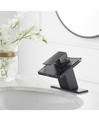 Greenspring Waterfall Single Hole Single-Handle Low-Arc Bathroom Faucet With Glass Spout In Polished Chrome