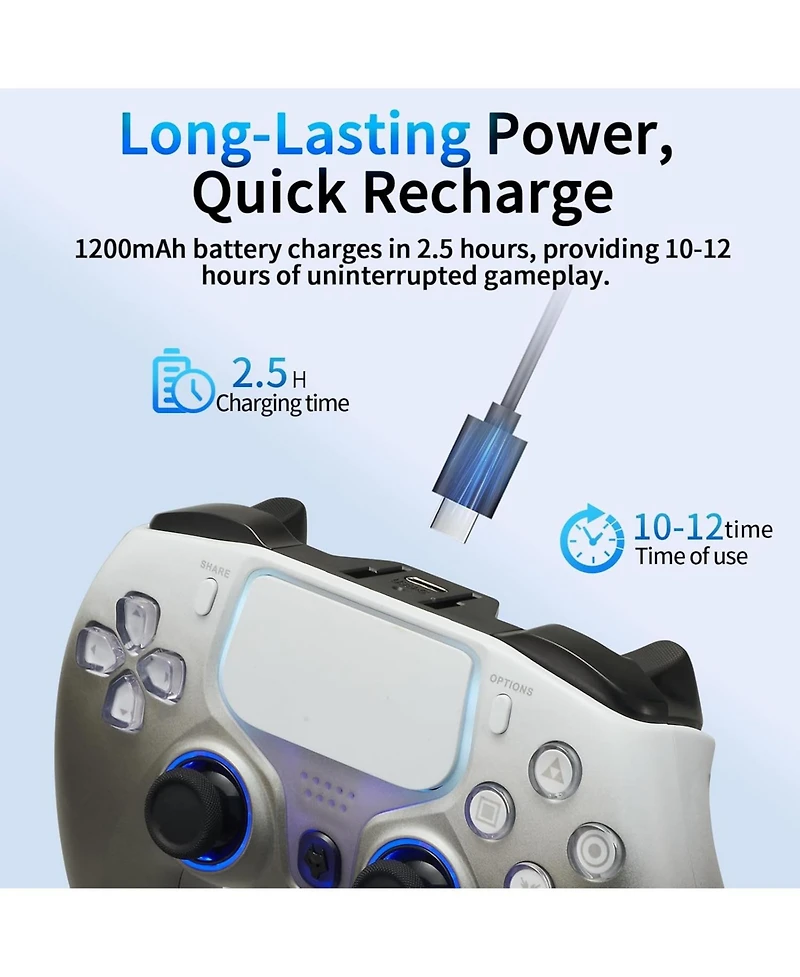Nbcp PS4 Wireless Controller with Hall Effect Triggers, Dual Motors, 6-Axis Gyro, Rgb Lighting & Touchpad – Compatible with PS4/PS3/Pc/iOS/Android