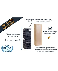 We Games Walnut Stain Wood Blocks Tower Game with Wooden Box, 12 in.