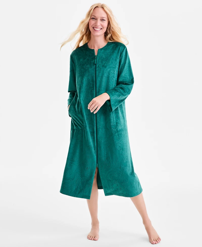 Charter Club Women's Embossed Velour Zip-Front Robe, Macy's Exclusive