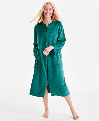 Charter Club Women's Embossed Velour Zip-Front Robe, Macy's Exclusive