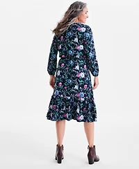 Style & Co Petite Chintz Floral Flared Knit Midi Dress, Macy's Exclusive