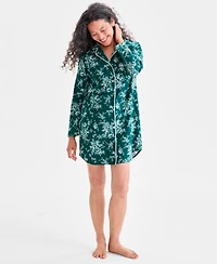 Charter Club Women's Cotton Flannel Printed Long Sleeve Sleepshirt
