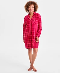 Charter Club Women's Cotton Flannel Printed Long Sleeve Sleepshirt