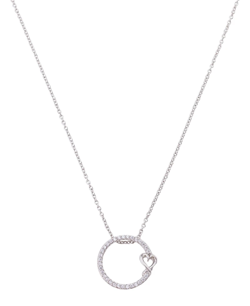 Unwritten Cubic Zirconia Round with Heart Accent Pendant Necklace