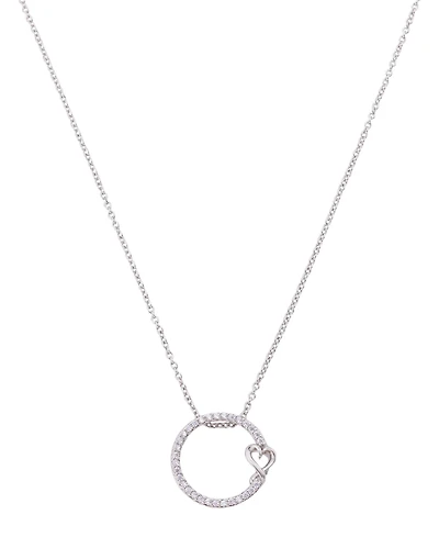 Unwritten Cubic Zirconia Round with Heart Accent Pendant Necklace