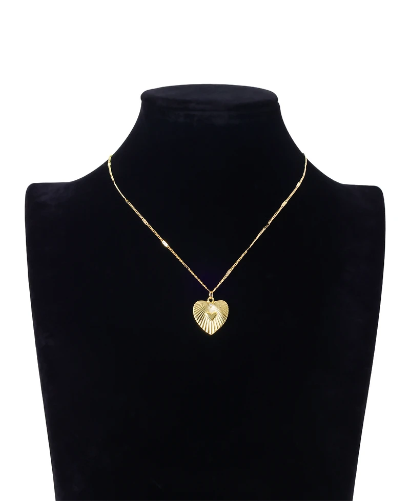 Unwritten Cubic Zirconia Diamond Cut Heart Pendant Necklace