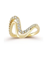 Rachel Zoe 14K Gold Plated Sterling Silver Double Wave Ring