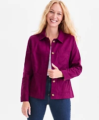 Style & Co Women's Button-Front Long-Sleeve Cargo Jacket, Macy's Exclusive
