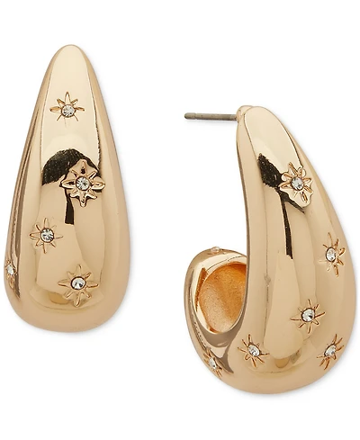 lonna & lilly Pave Puffy Hoop Earrings