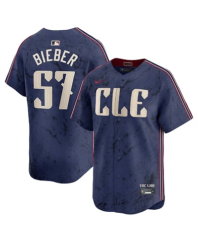 Nike Men's Shane Bieber Navy Cleveland Guardians City Connect Limited Player Jersey