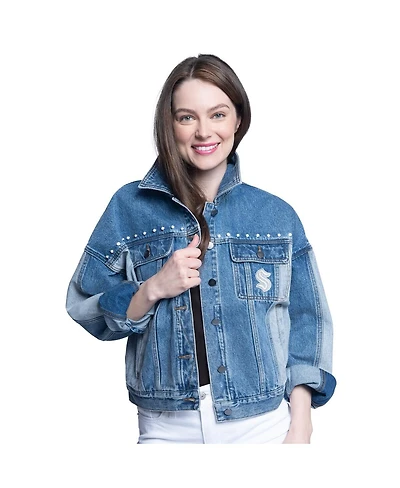 G-iii Sports by Carl Banks Women's Seattle Kraken Buzzer Beater Button-Up Denim Jacket