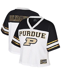 Colosseum Women's White Purdue Boilermakers Treasure Cropped Football Jersey