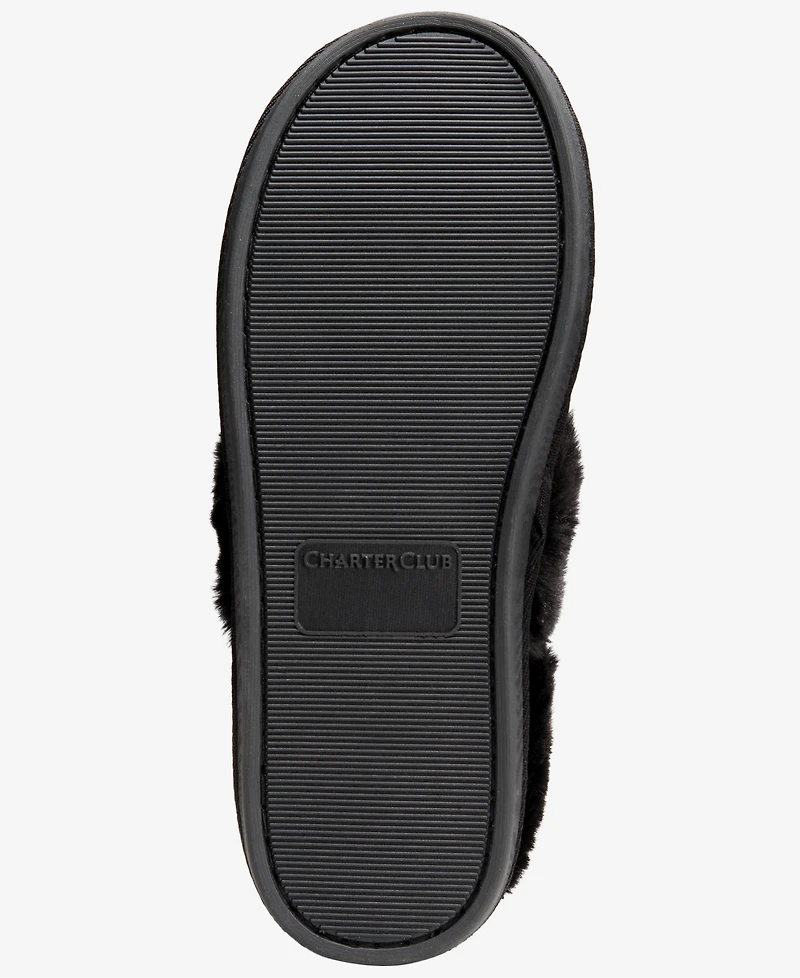Charter Club Women's Faux-Fur-Lined Slippers, Macy's Exclusive