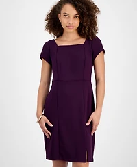 Connected Petite Square-Neck Short-Sleeve Dress