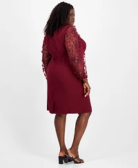 Connected Plus Floral-Applique Sheath Dress