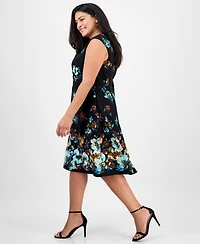 Connected Plus Floral-Print Fit & Flare Dress